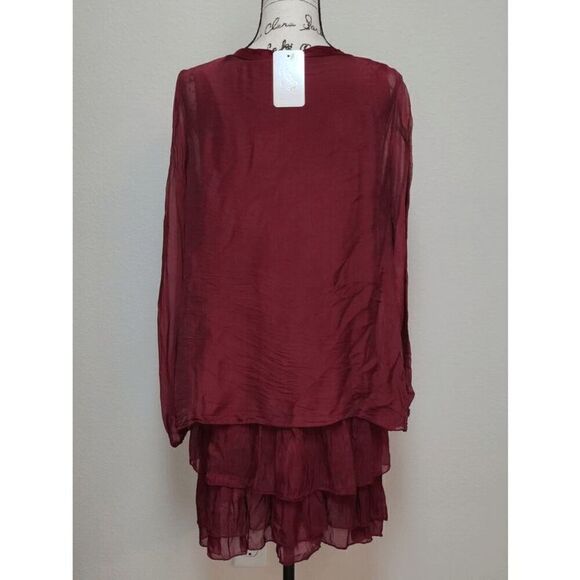 MARCELLA’S Long Sleeve Red Tiered Boho Dress Made in Italy SIZE M NWT - Picture 6 of 10